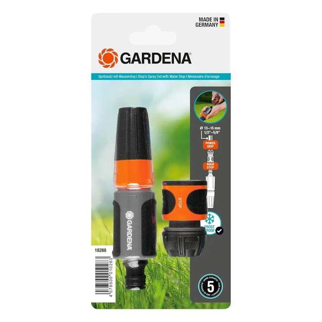 Kit de lances d'arrosage Gardena 13mm 12 pouce et 15mm 58 pouce avec Aquastop 1828820