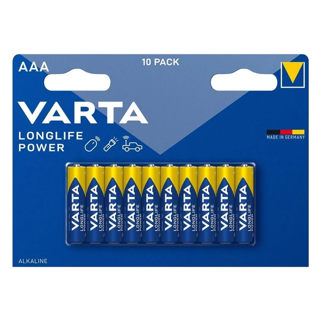Varta Pilas AAA 10 Pack Longlife Power Alcalinas 15V - Calidad Alemana