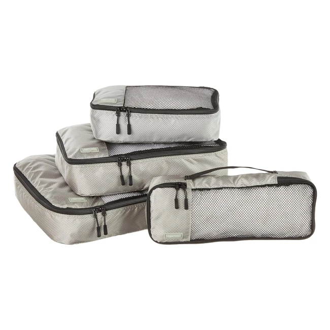 Organizer da viaggio Amazon Basics set 4 pezzi grigio - Salvaspazio per valigie