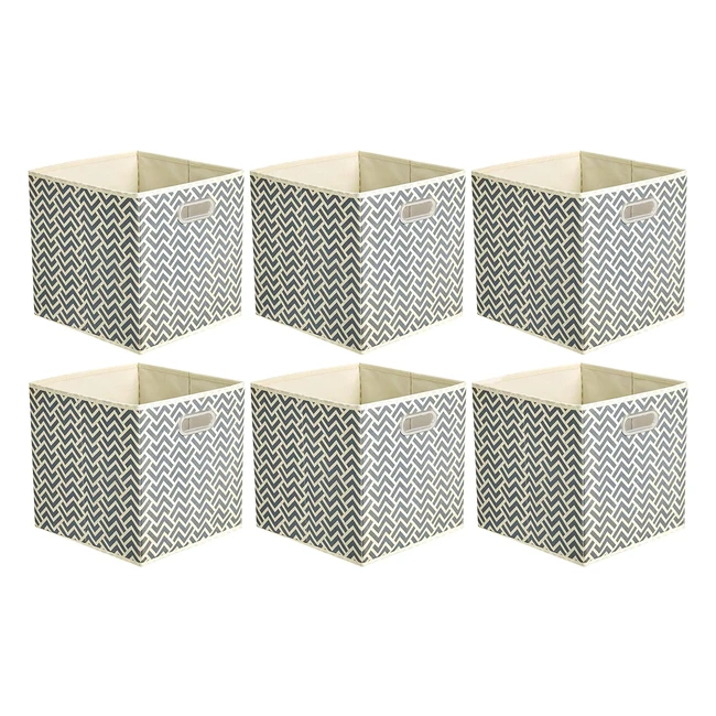 Cubi Portaoggetti Pieghevoli Amazon Basics - Confezione da 6 - Motivo Zigzag Grigio