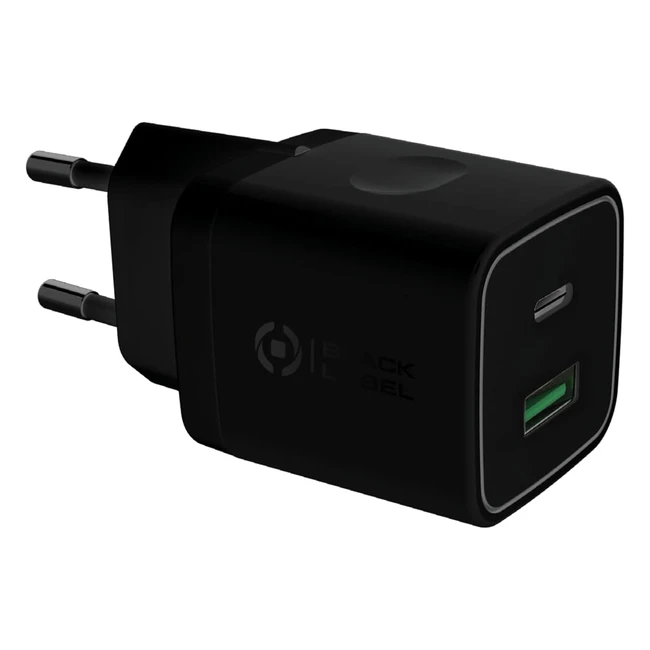 Celly Caricabatterie Rete Black Label USB-C 20W Power Delivery - Ricarica Rapida