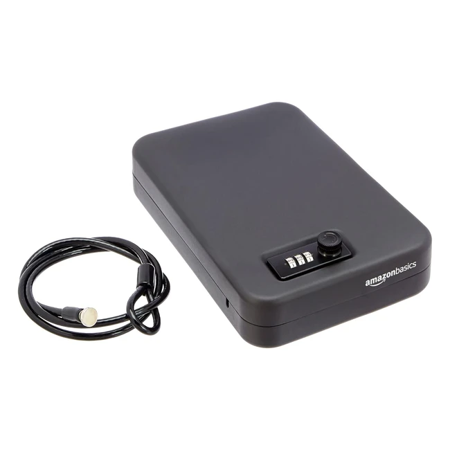 Cassetta di Sicurezza Portatile Amazon Basics - Large Nero - Protezione Valori - Design Compatto - Sicurezza Garantita