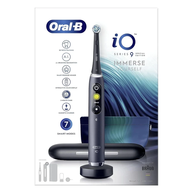 OralB Spazzolino Elettrico Ricaricabile IO 9 Edizione Speciale Nero Tecnologia Magnetica Rivoluzionaria
