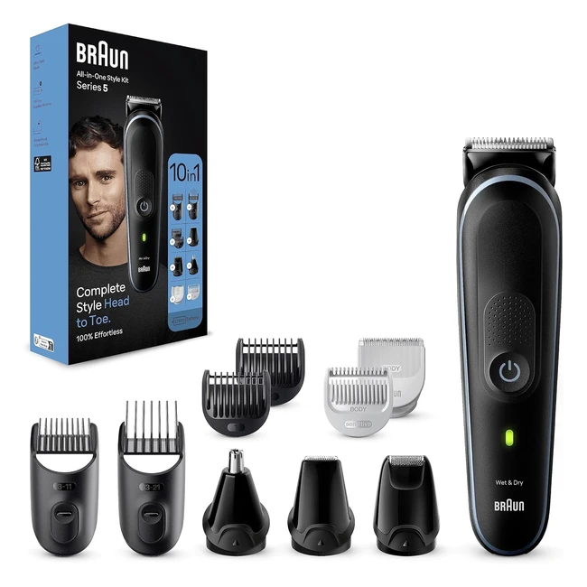 Braun 10in1 AllinOne Style Kit MGK5445 Series 5 Beard Trimmer Hair Clippers Nose Ear Precision Trimmer Gifts for Men UK 2 Pin Plug