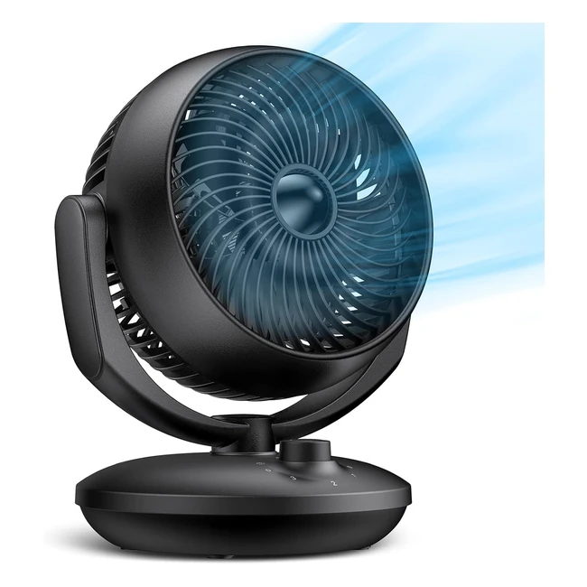 Quiet Air Circulator Desk Fan | Energy Efficient | 3 Speed Settings | 90° Tilt | 70° Wideangle Oscillation