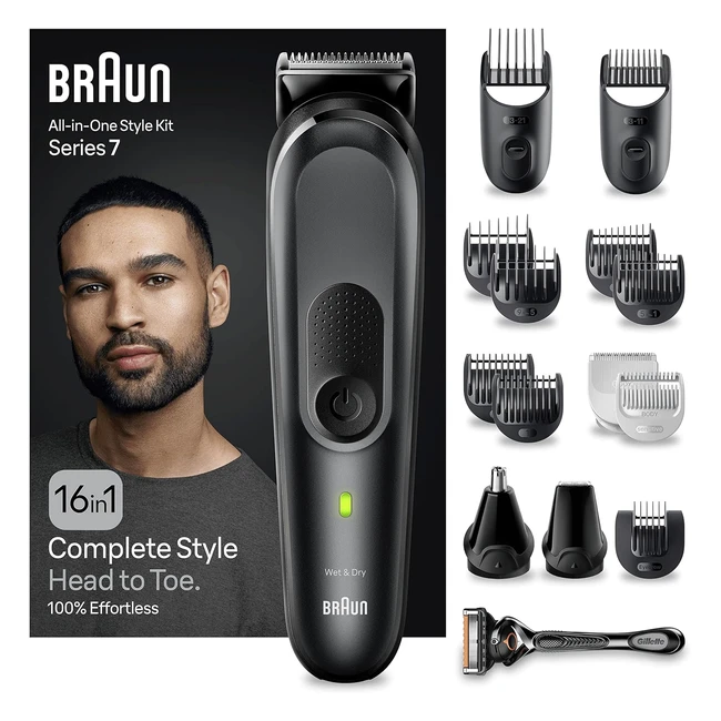 Braun AllinOne Style Kit Series 7 MGK7470 16in1 Beard Hair Manscaping Kit Black