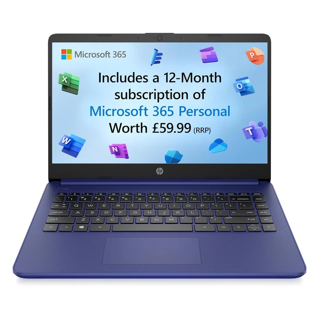 HP Laptop PC 14sdq0033sa Intel Celeron N4120 Processor 4GB RAM 128GB SSD 14 Inch HD 169 Display Windows 11 Home Indigo Blue