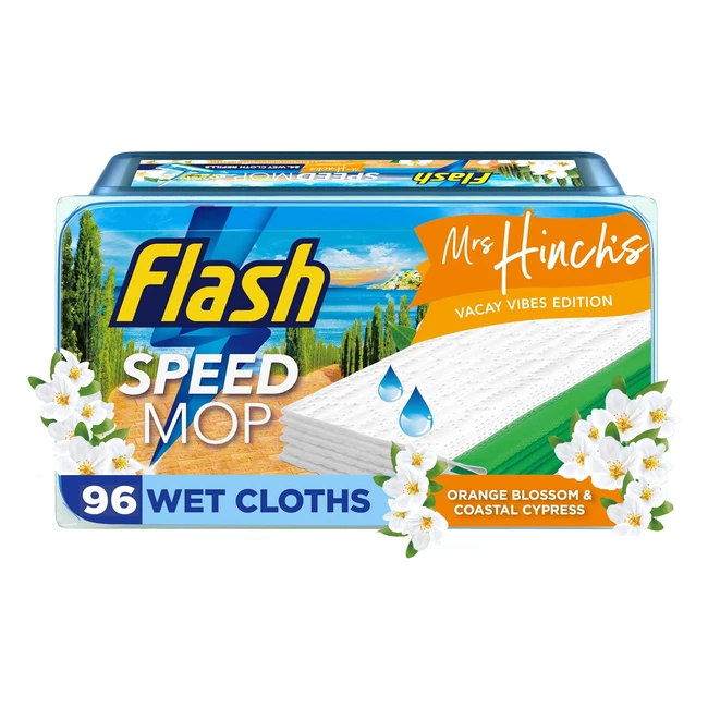 Flash Speedmop Wet Floor Cleaning Wipes x96 - Orange Blossom  Coastal Cypress -