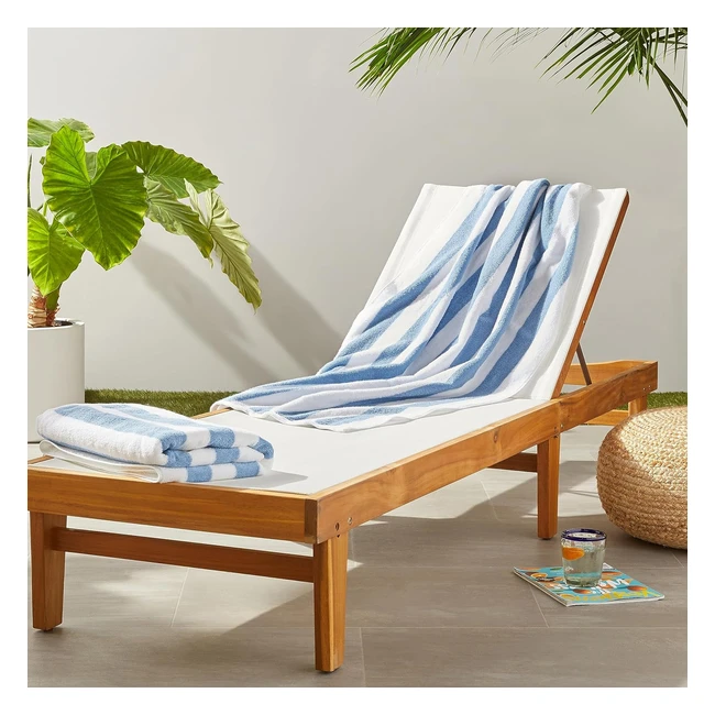 Amazon Basics Cabana Stripe Beach Towels Pack of 2 - Sky Blue - 152 x 76 cm - Ab