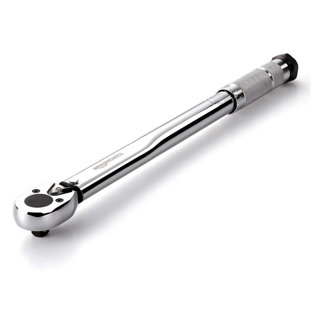 Amazon Basics 38 Inch Drive Click Torque Wrench 1580 ftlb 2041085 nm - Durable Ratchet Head, Dual-Range Scale