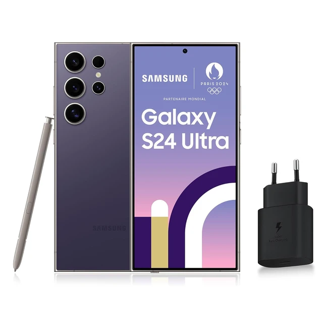 Samsung Galaxy S24 Ultra Smartphone Android 5G 512 Go Chargeur Secteur Rapide 25W Inclus Exclusivité Amazon Violet FR