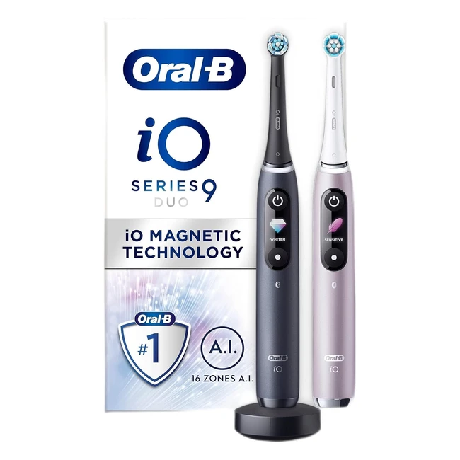 Spazzolino Elettrico Ricaricabile OralB IO 9N - Denti Più Bianchi - Sensore di Pressione - Display Intelligente