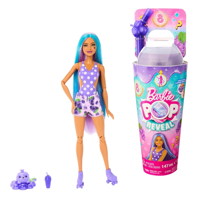 Barbie Pop Reveal Serie Frutta HNW44 - Bambola a Tema Spuma Duva con 8 Sorprese 