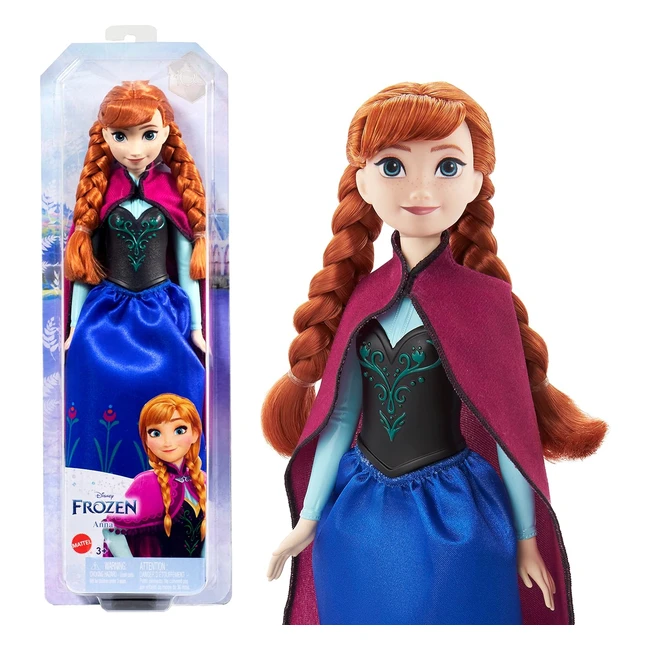 Bambola Anna Disney Frozen con Abito Elegante e Accessori - Giocattolo per Bambini 3 Anni HLW49