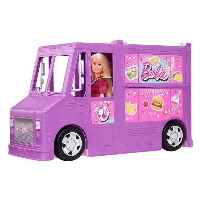 Barbie Food Truck Véhicule Transformable Violet GMW07 - Plus de 25 Accessoires