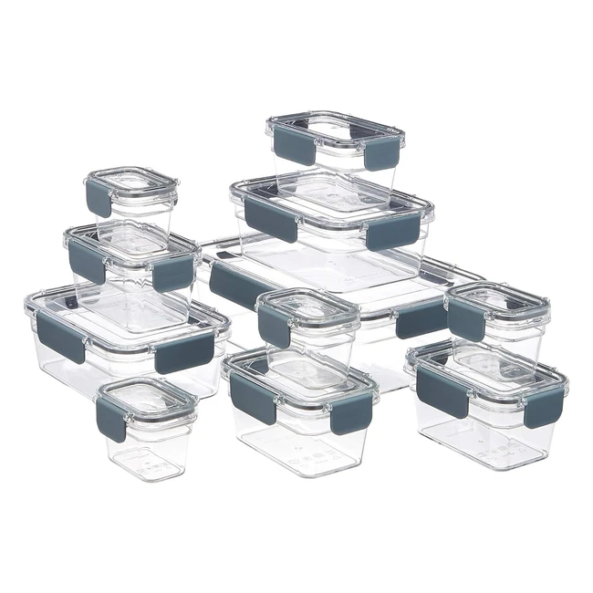 Amazon Basics Tritan 22-Piece Locking Food Storage Container Set | 11 Containers with Lids