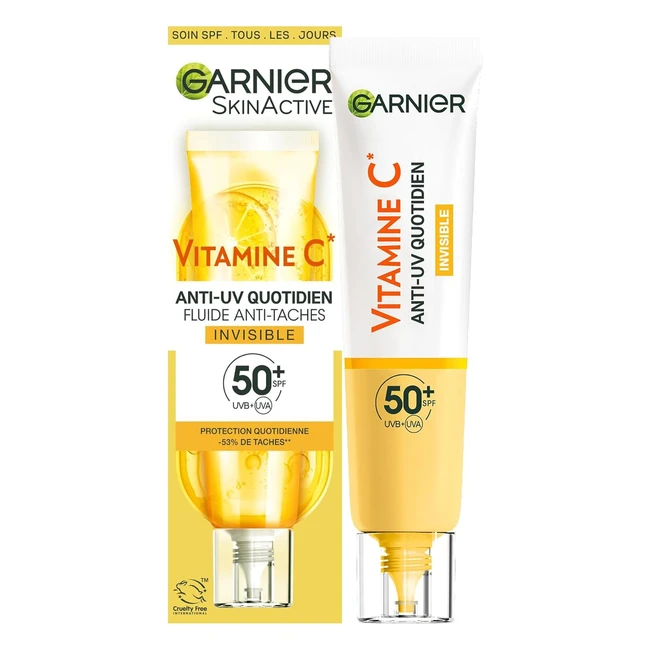 Garnier SkinActive Fluide Antitaches Anti-UV SPF50 - Protège, Réd. les Taches - Soin Visage Vitamine C - 40 ml