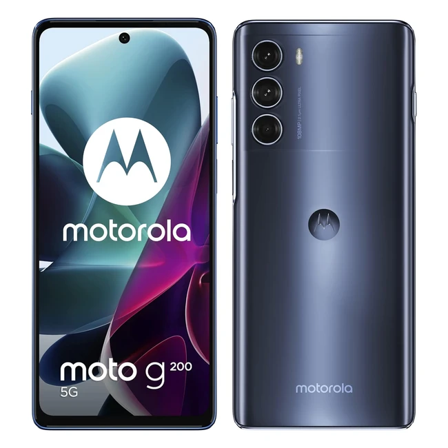 Motorola G200 Smartphone Portable Débloqué 5G 4GLTE Écran 6.8 128 Go Android 11.0 Bleu Version FR