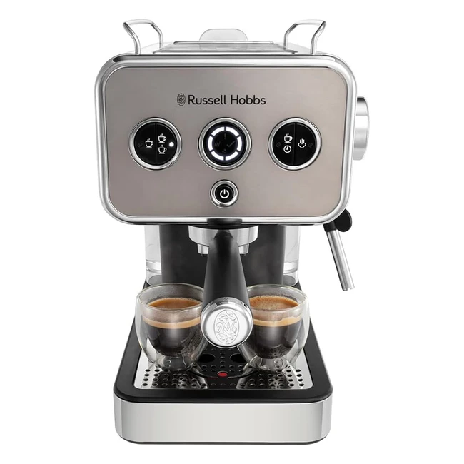 Russell Hobbs Espressomaschine Distinction Edelstahl Titan 15 bar ESE Pads Automatik Dampfdüse
