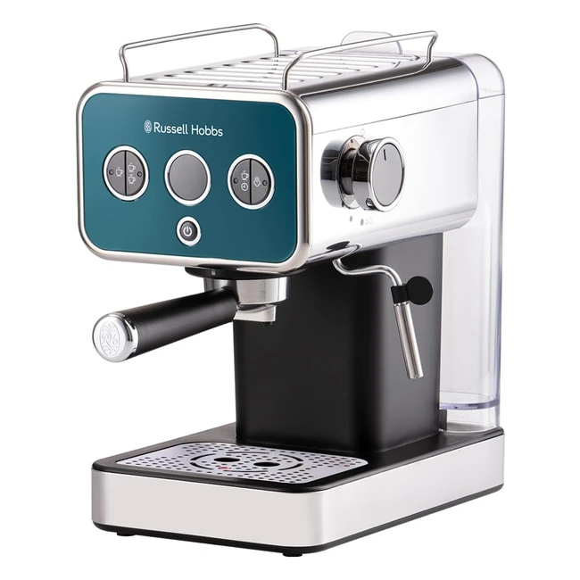 Russell Hobbs Distinctions Espressomaschine 15 Bar Pumpendruck Milchaufschäumer Latte Cappuccino ESE Pads Ocean Blue 1350W 26450