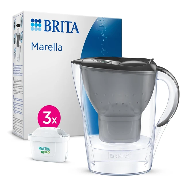Brita Wasserfilter Marella Graphit 24L inkl. 3x Maxtra Pro Allin1 Kartusche - Kalk, Chlor, Blei, Kupfer reduzierend