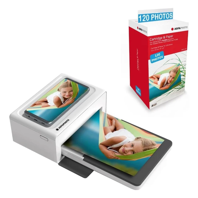 Imprimante Photo AGFA Realipix Moments 120 Photos 10x15 cm Smartphone Apple Android 4Pass Sublimation Thermique Blanc