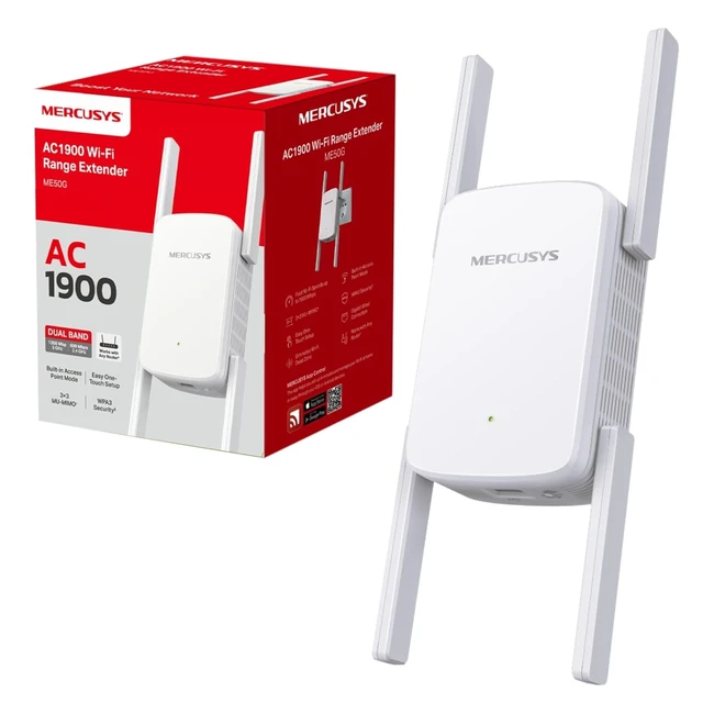 Mercusys 2024 WiFi Extender 1900Mbps Dual Band Gigabit Port MU-MIMO Home Internet Signal Booster