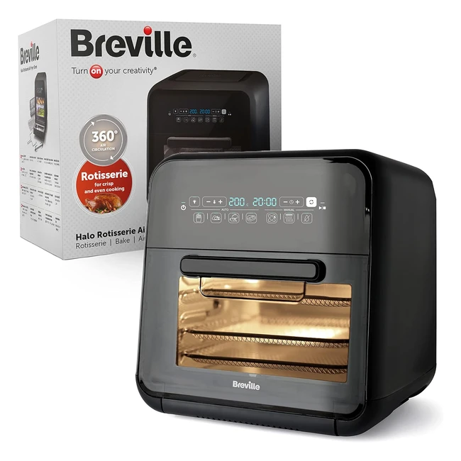 Breville Halo Rotisserie Air Fryer Oven 10L - Fry, Bake, Dehydrate - 2000W - Black/Grey VDF127