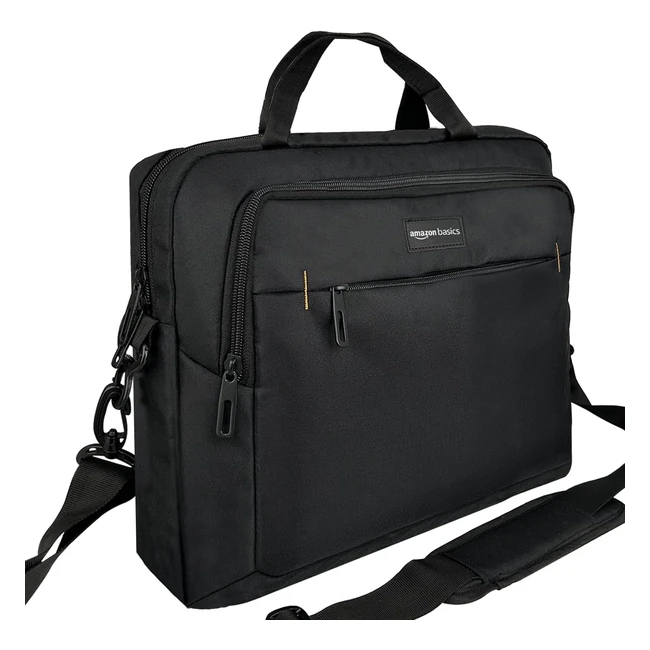 Amazon Basics Laptop Shoulder Bag 1Pack 396cm Black - Compact Case with Padded S
