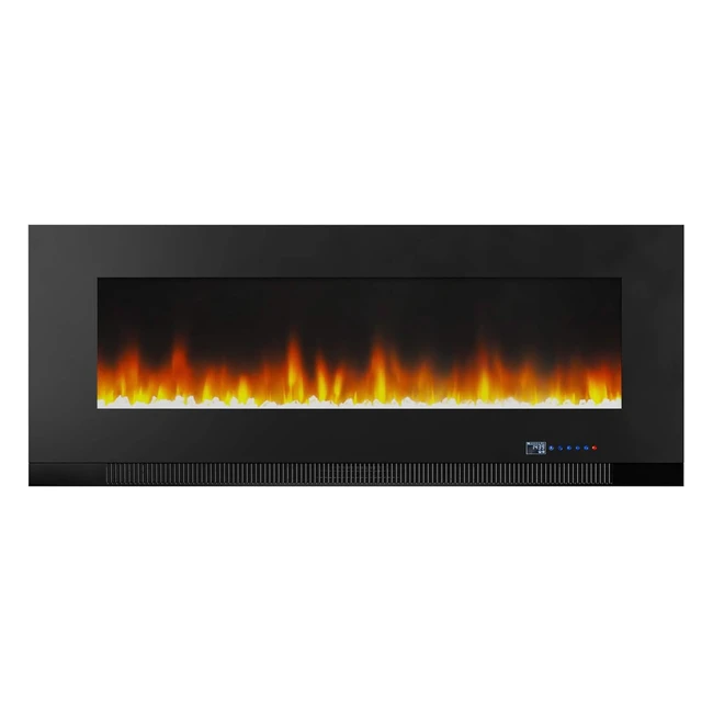 Amazon Basics Wallmount Electric LED Multicolour 3D Heating Fireplace 1300W UK Plug - Black