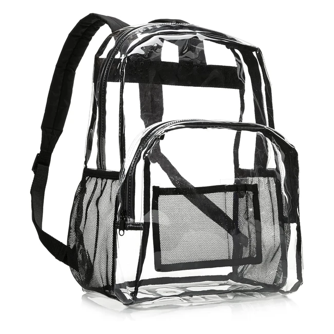 Amazon Basics Clear School Backpack 24L  Heavy-Duty Straps  Water-Resistant
