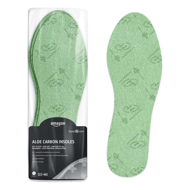Amazon Basic Care Active Carbon Insoles 3 Pairs UK Size 5-11 Green  Comfort  D