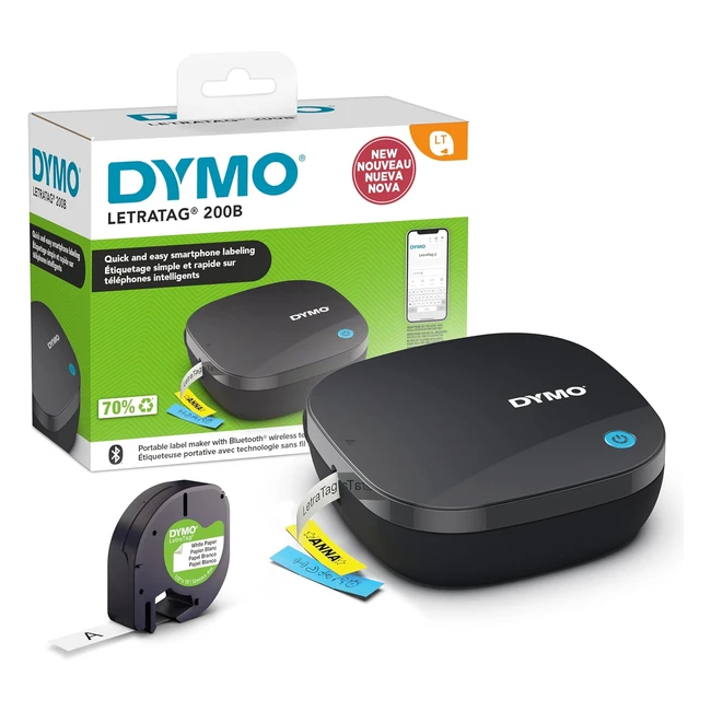 Dymo LetraTag 200B Bluetooth Label Maker - Compact Printer - iOS/Android Compatible