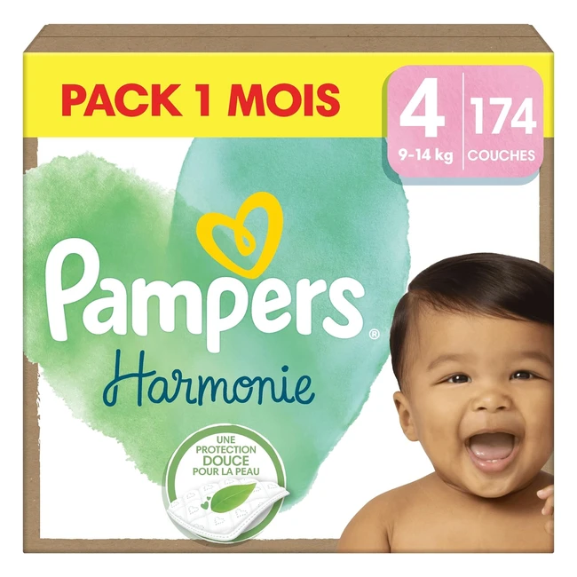 Pampers Harmonie Taille 4 174 Couches - Protection Douce pour la Peau - Ingrdi