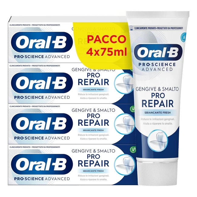 OralB Dentifricio Professional Gengive Smalto ProRepair Sbiancante - Confezione da 4