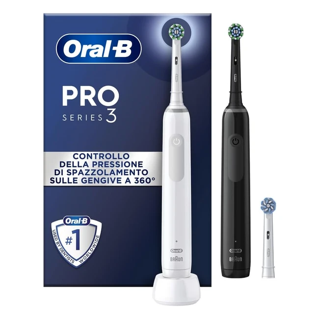 OralB Spazzolino Elettrico Ricaricabile Pro 3 3900 - Sensore di Pressione - 3 Te