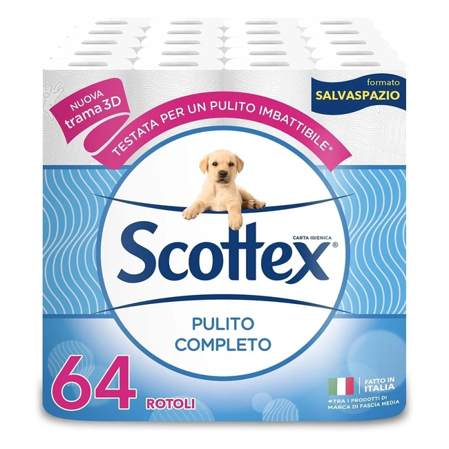 Scottex Carta Igienica Cotone Salvaspazio 100 Riciclabile - 64 Rotoli