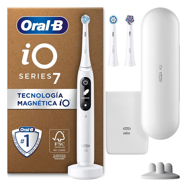 Cepillo de dientes elctrico OralB iO7 blanco - 3 cabezales - Estuche de viaje 