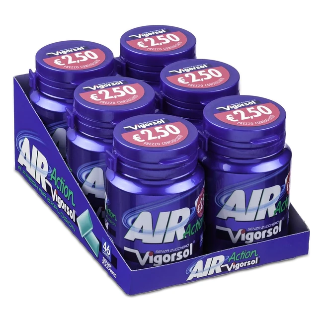 Vigorsol Air Action Chewing Gum Menta Senza Zucchero - Confezione da 6 Mini Bara