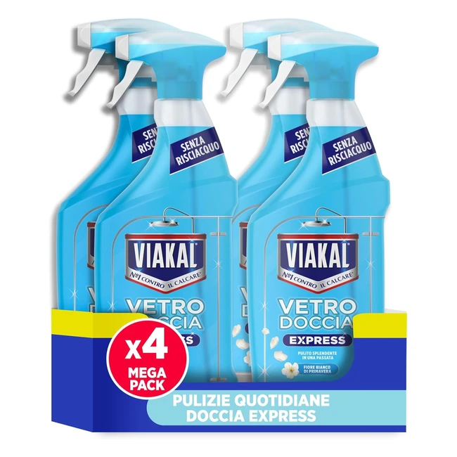 Viakal Express Doccia Spray Anticalcare 4x720ml Fiori Profumati Pulito Splendent