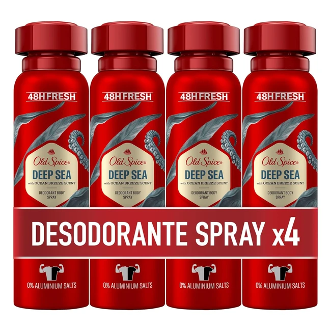 Pack x4 Old Spice Deep Sea Spray Desodorante Hombres 150ml - Ref1234 - Frescura