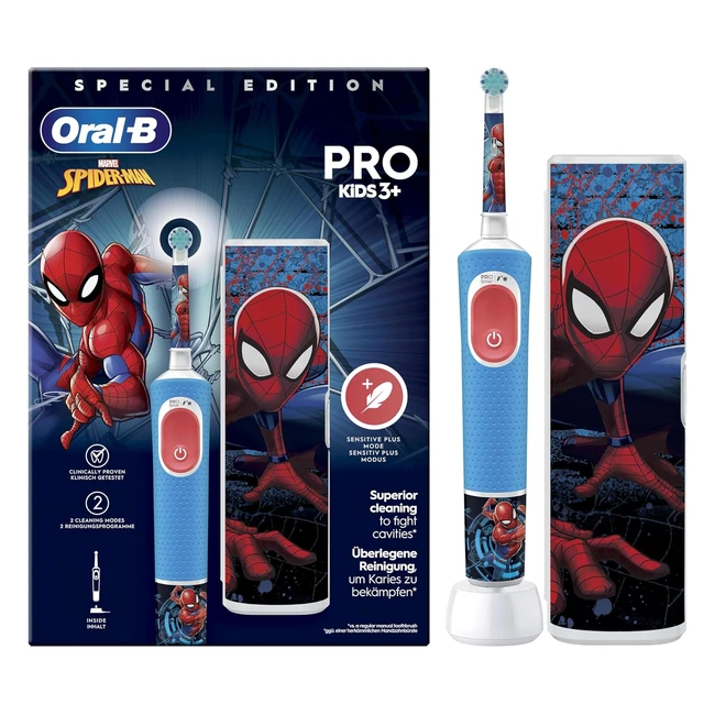 OralB Pro Kids Spiderman Elektrische Zahnbrste Kinder ab 3 Jahren Sensitiv-Mod