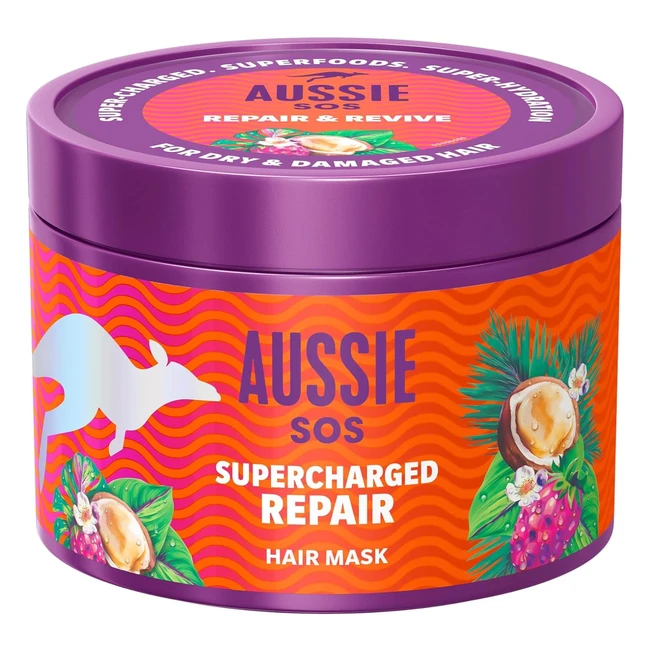 Mascarilla Capilar Aussie SOS Supercharged Repair 500ml - Repara y Protege Pelo 