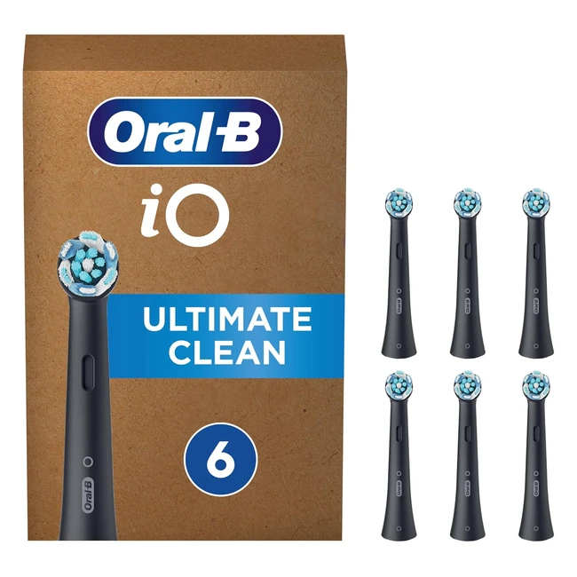 OralB IO Ultimate Clean - Pack 6 Cabezales Negro - Elimina hasta un 100 ms de