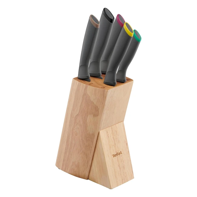 Set de cuchillos Tefal Fresh Kitchen K122S5 - Bloque de madera antiadherente t