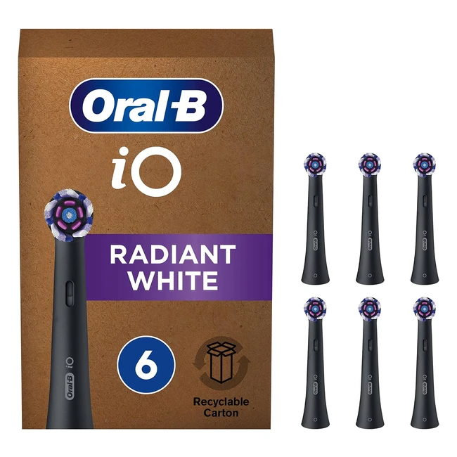 OralB IO Radiant White Electric Toothbrush Head Pack of 6 - Angled Bristles for 