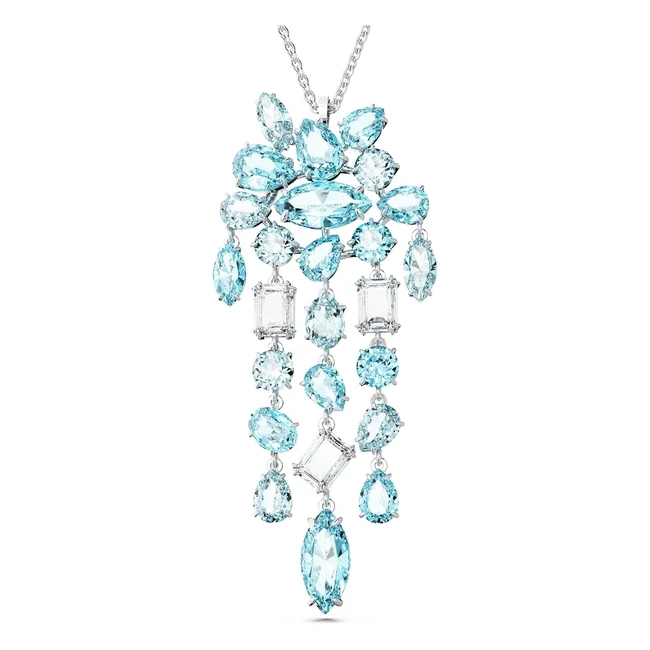Swarovski Gema Pendant Necklace - Cool Blue Crystals - Rhodium Plated - 1 Best 