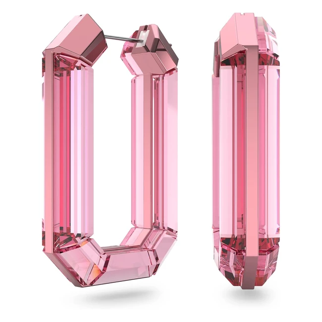 Swarovski Lucent Collection Earrings - Octagon Hoop Pink Crystal Aluminium Fas