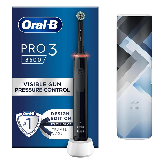 OralB Pro 3 Electric Toothbrush for Adults - Cross Action Head Mondrian Travel 