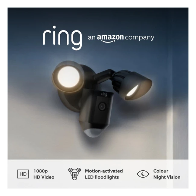 Ring Floodlight Cam Wired Plus 1080p HD Outdoor Security Camera with LED Floodli